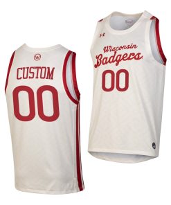 Custom Wisconsin Badgers White 2021 Throwback College Basketball Jersey