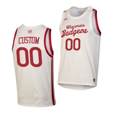 Custom Wisconsin Badgers White 2021 Throwback College Basketball Jersey