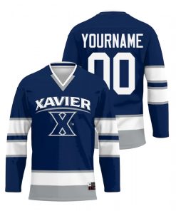Custom Xavier Musketeers Navy College Hockey Jersey